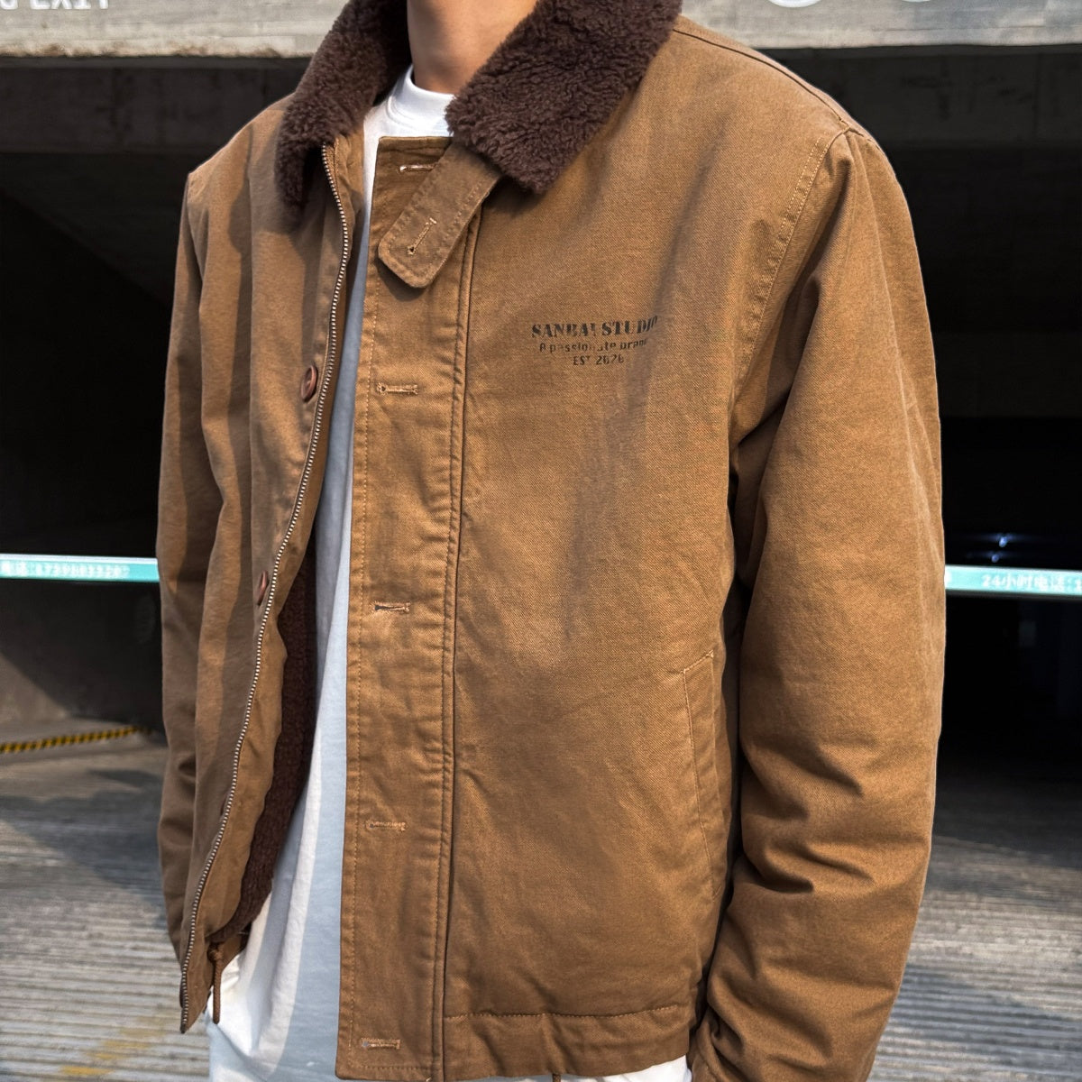 Winter Thick Cotton With Added Velvet For Men's Short Jacket