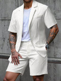Mens Slim-fit Business-casual Short Two-piece Suit