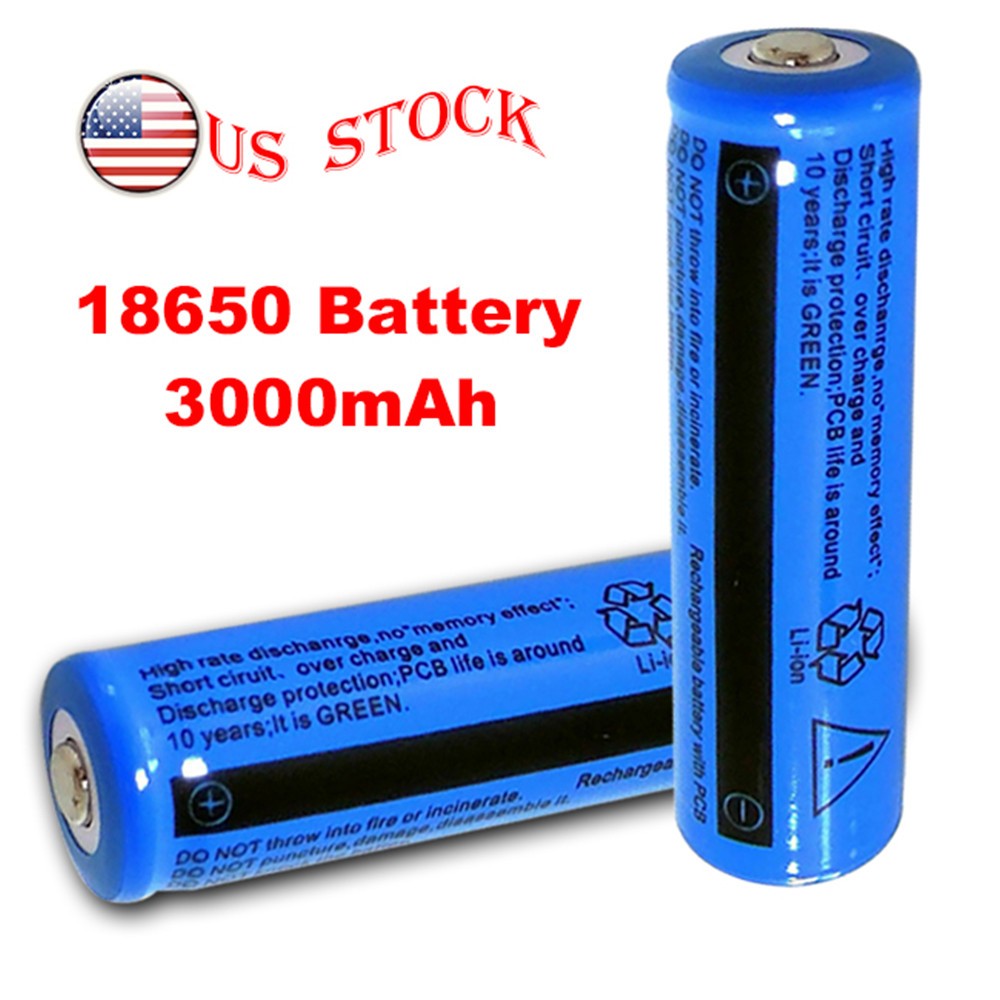 10Pcs 18650 Lithium Battery 3.7V Rechargerable Li-ion 3000mAh Batteries For Torch Flashlight Laser Headlamp