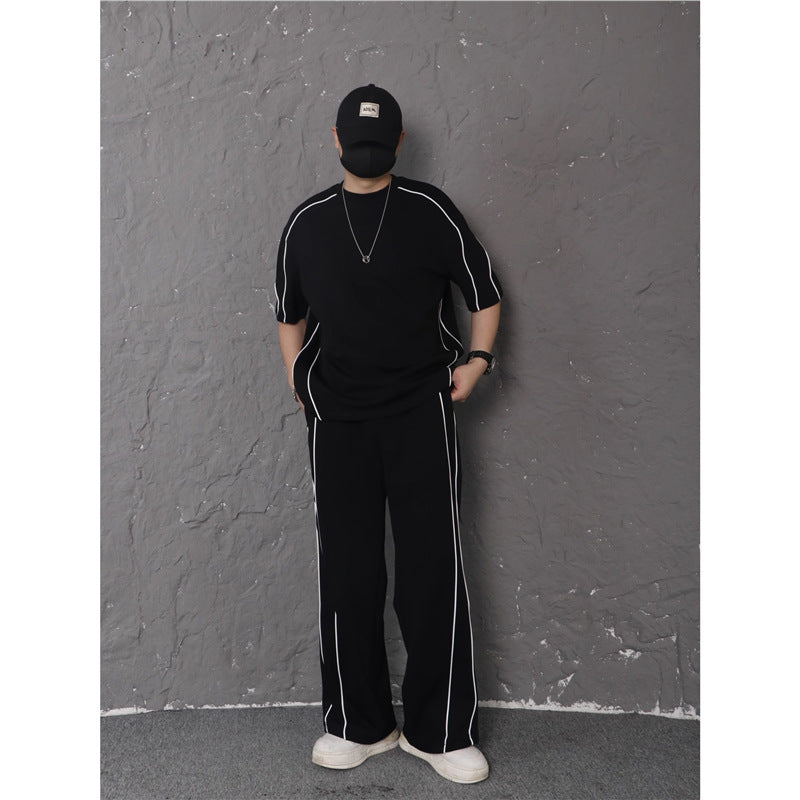 Summer New Color-blocking Trim Design Sporty Casual Two-piece Set