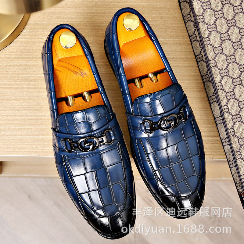 Embossed Pedal Horsebit Buckle Business Casual Youth Shoes