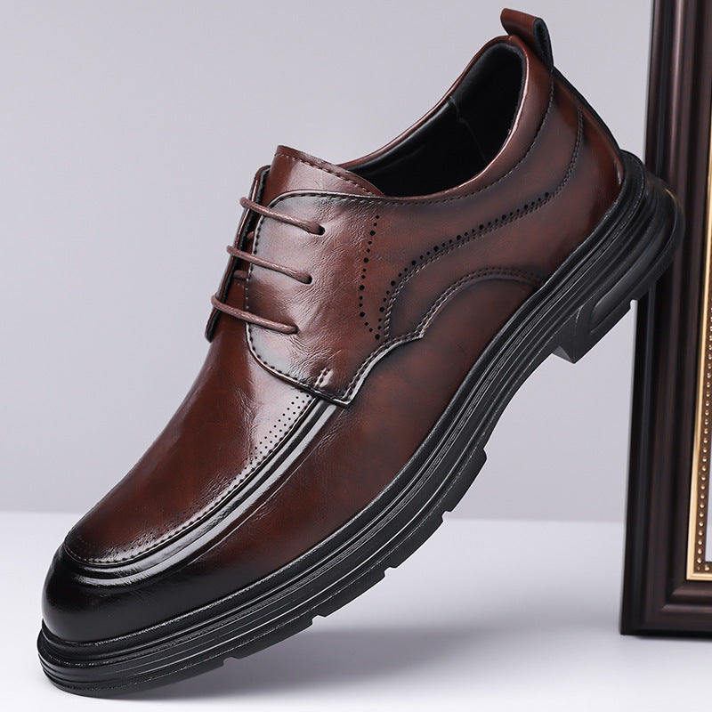 Men's Business Formal Brown Lace-up Leather Shoes