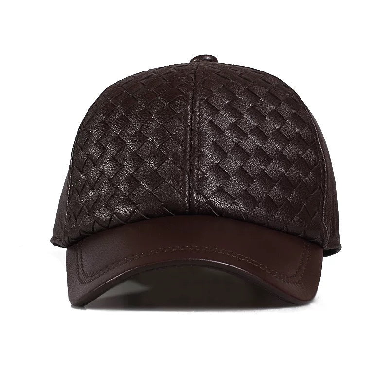 New Mens Genuine Leather Winter Hat Goat-skin Baseball Cap