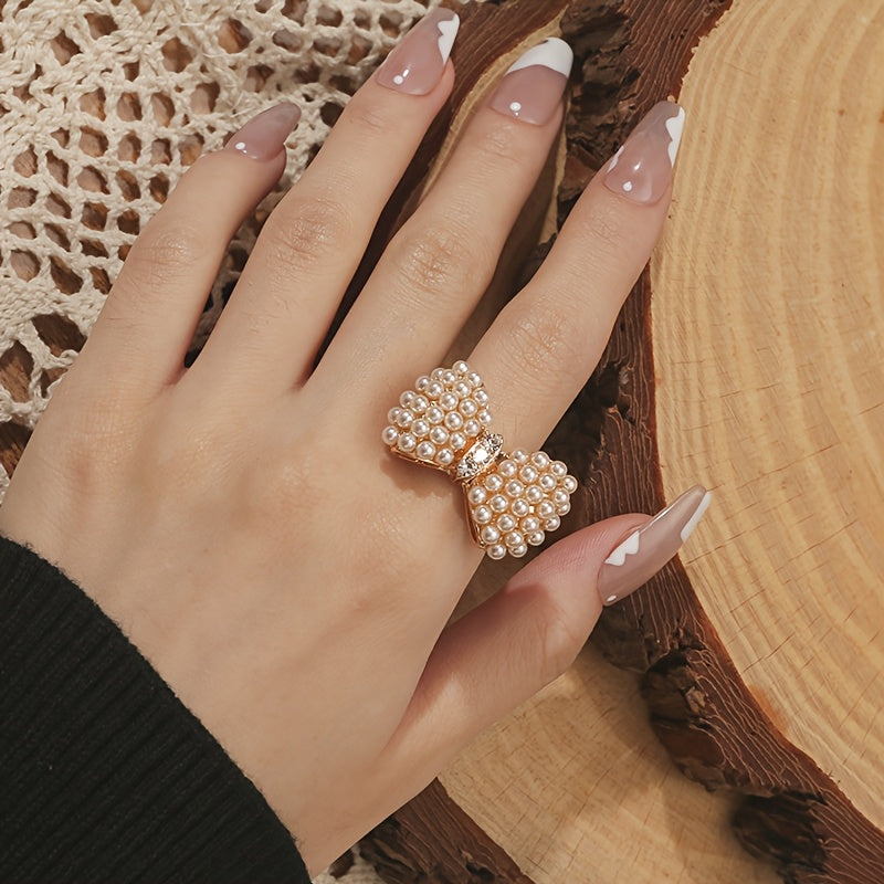 1 Piece Women's Fashion Personalized Ring - Creative & Stylish Bowknot Open Ring With Rhinestone Inlay, Perfect For Daily Wear, Gifting & Gatherings