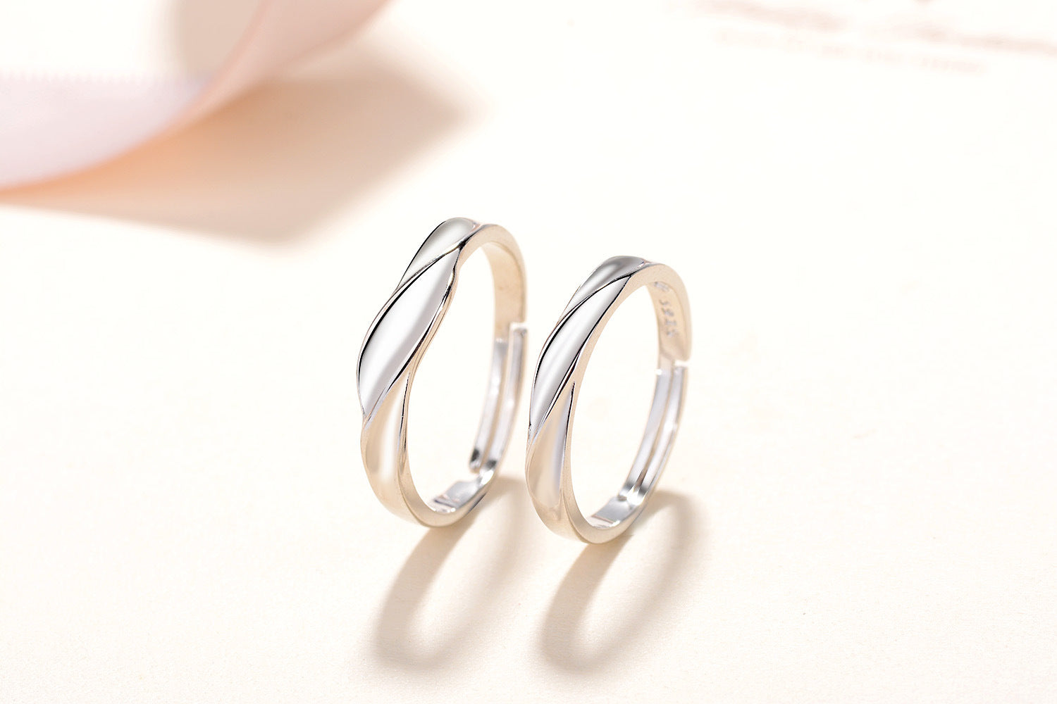 New S925 Sterling Silver Water Ripple Couple Ring Ring Love Interwoven Ring Korean Valentines Day Birthday Gift