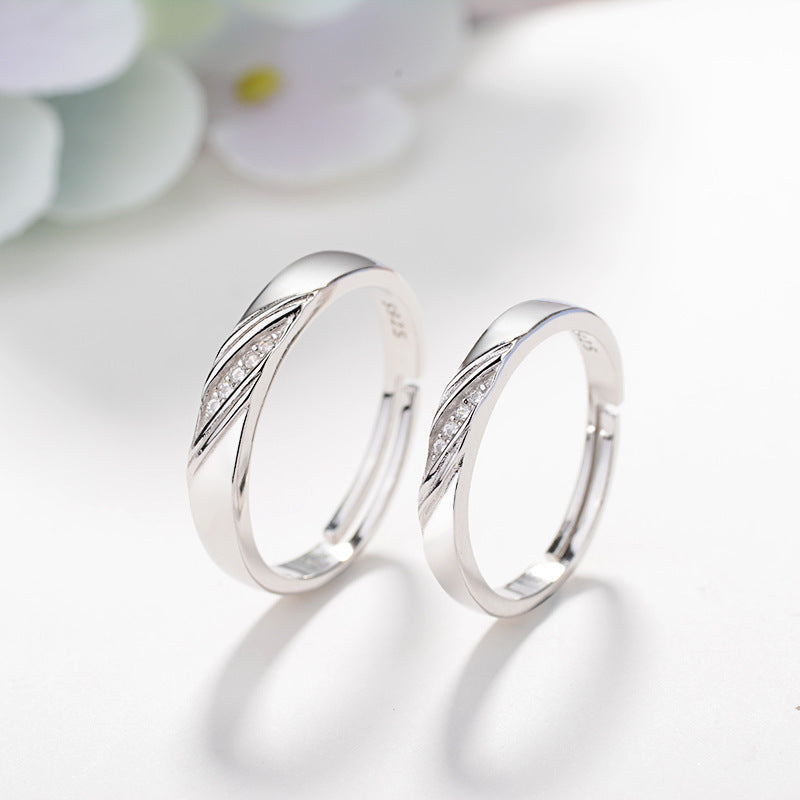 Korean Version Of Simple  Couple Ring S925 Sterling Silver Ring Men And Women Couple Ring Valentines Day Birthday Gift