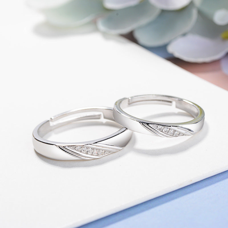 Korean Version Of Simple  Couple Ring S925 Sterling Silver Ring Men And Women Couple Ring Valentines Day Birthday Gift