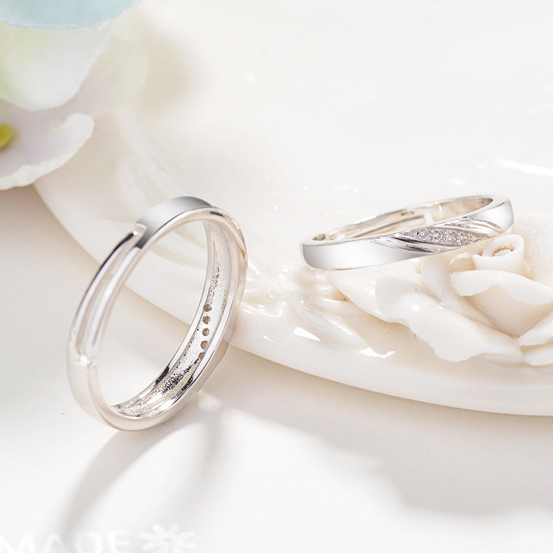 Korean Version Of Simple  Couple Ring S925 Sterling Silver Ring Men And Women Couple Ring Valentines Day Birthday Gift