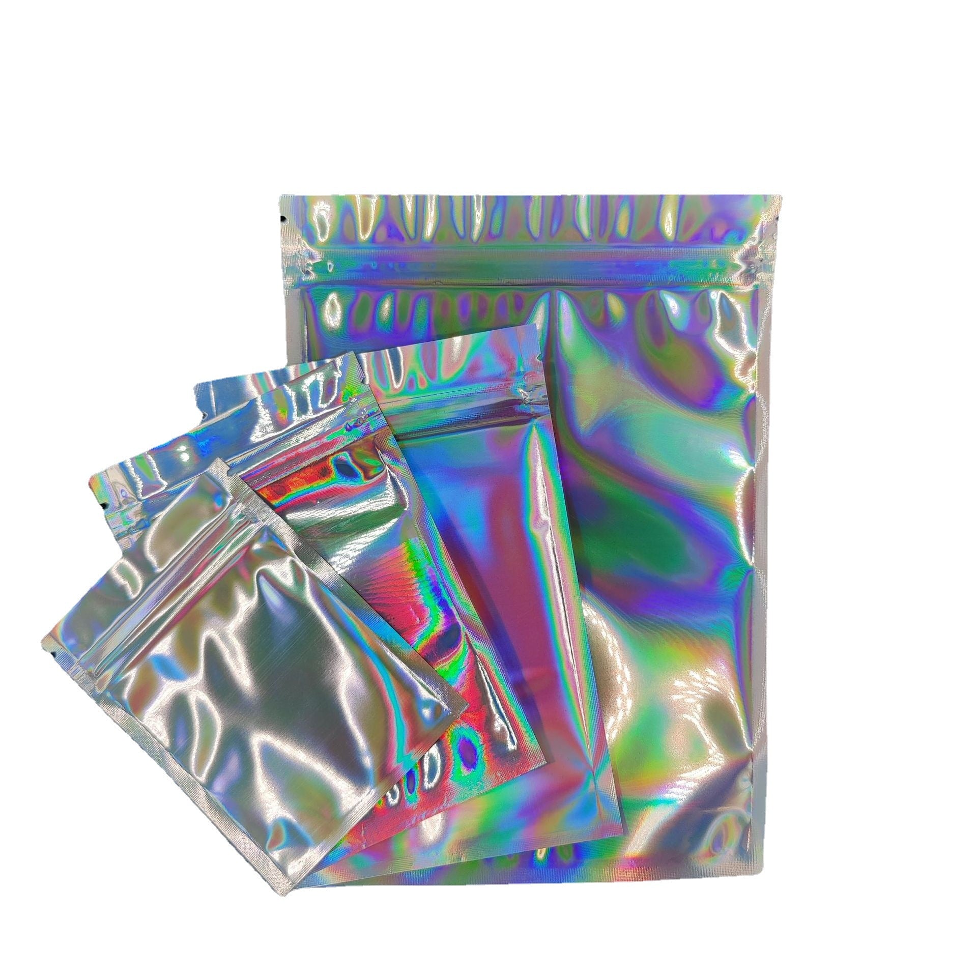 Holographic Rainbow Film Sealed Bag Earrings Ring Jewelry Small Bag Mobile Phone Case Laser Ziplock Bag Jewelry Packaging Bag