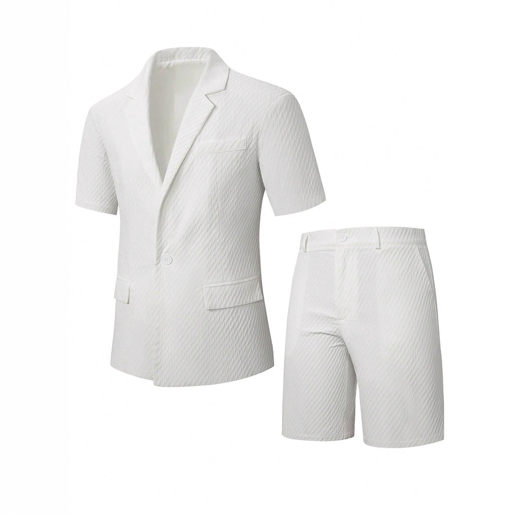 Mens Slim-fit Business-casual Short Two-piece Suit