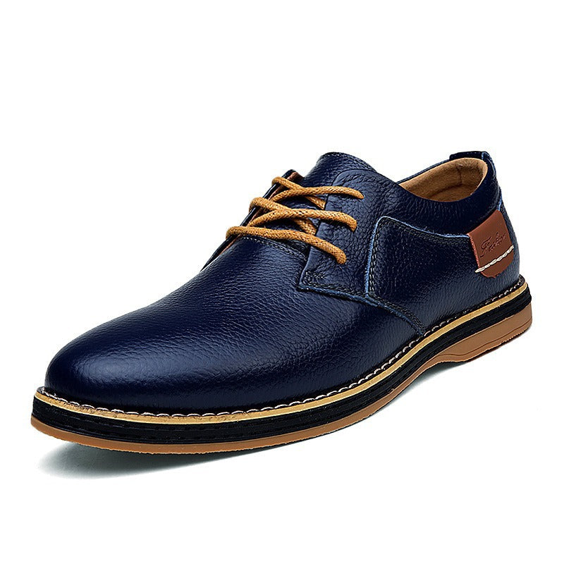 Low Cut Lace Up Casual Leather Shoes With Hand Stitched Detailing