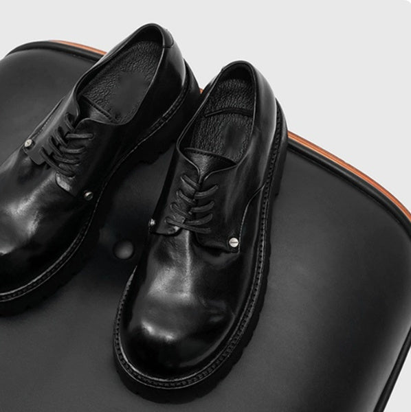 Mens Commuter Casual Leather Shoes With Thick Soles