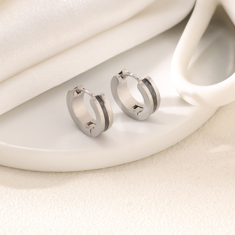 Colorful Circle Simple Stainless Steel Earrings