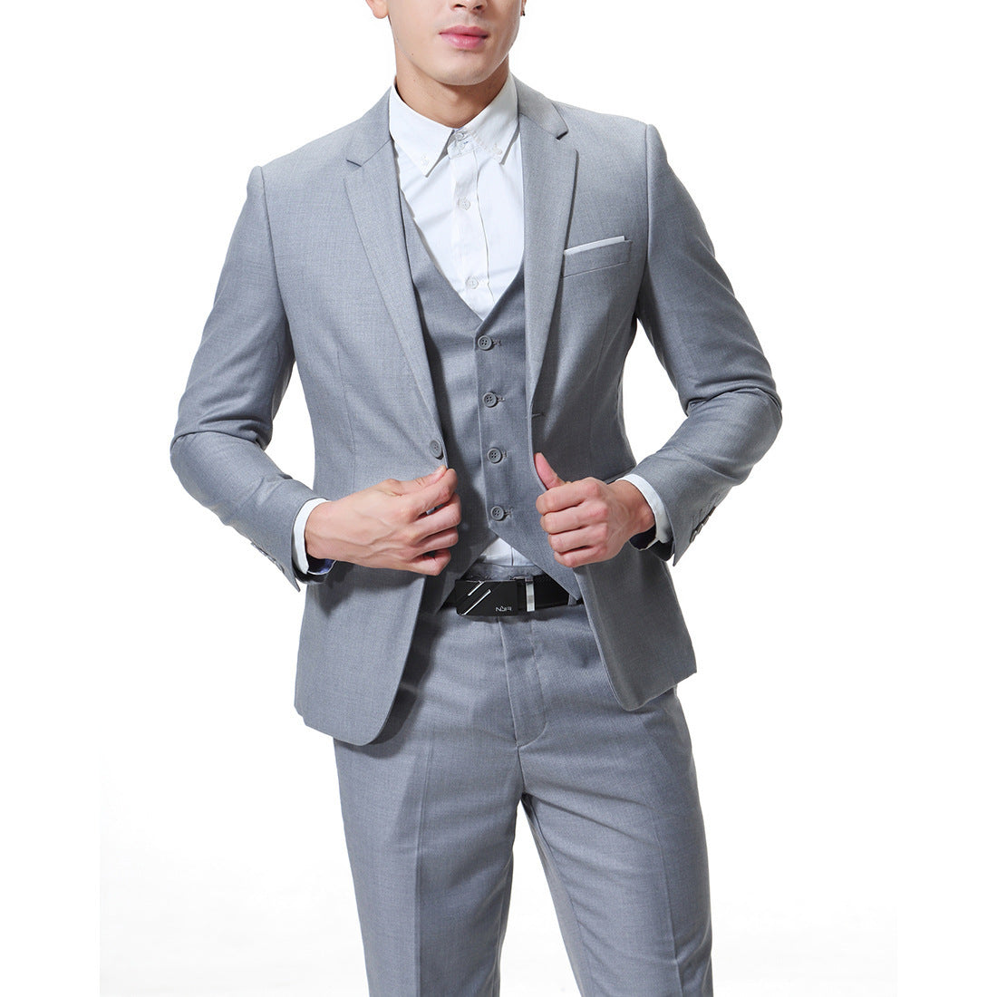 Men's Solid Color Casual Business Casual Three-Piece Suit