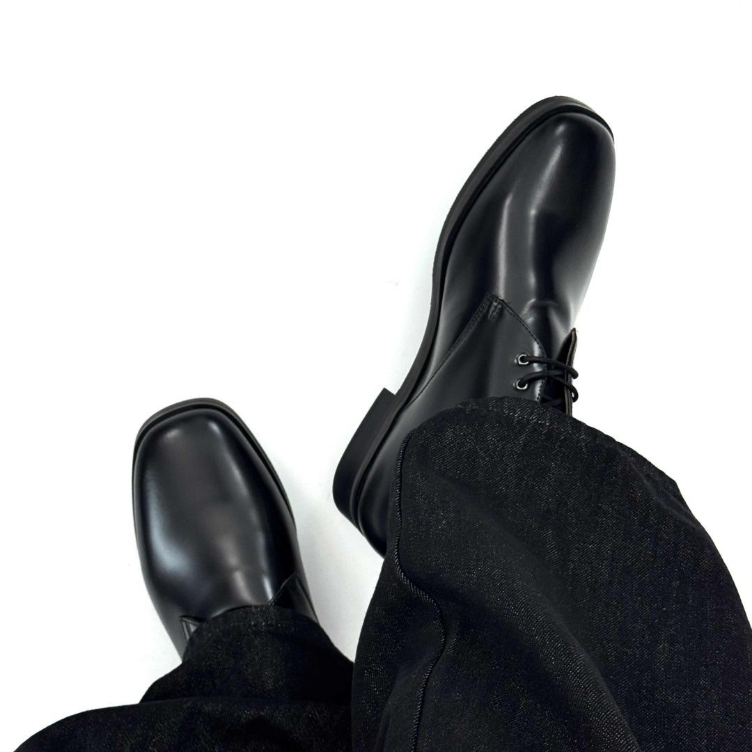 Retro British-style Square-toe Leather Dress Shoes