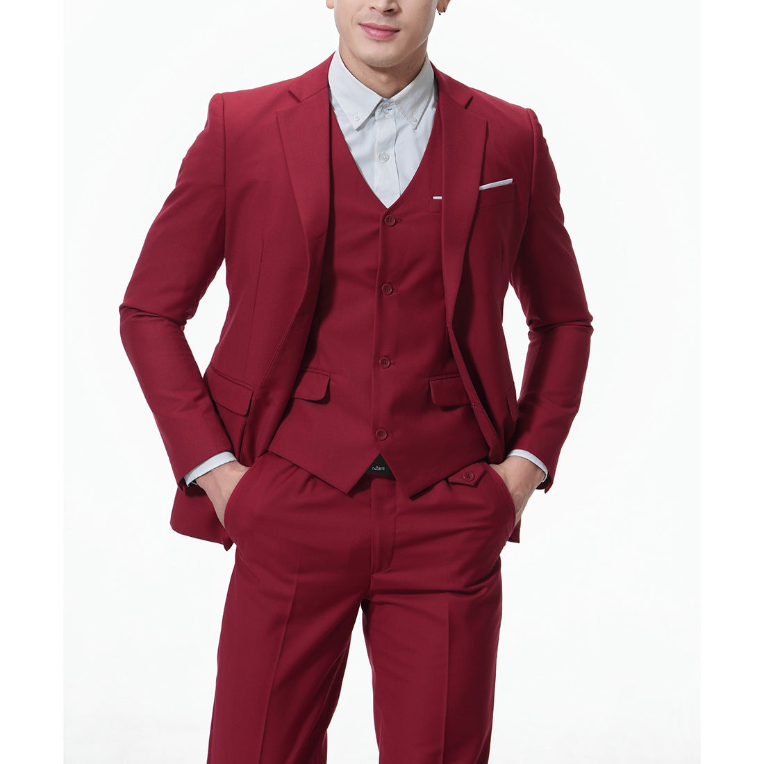 Men's Solid Color Casual Business Casual Three-Piece Suit