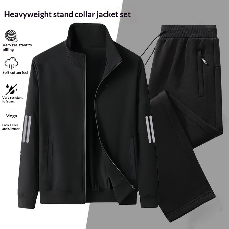 Casual Cardigan Hoodie Stand-up Collar Jacket And Pants Set