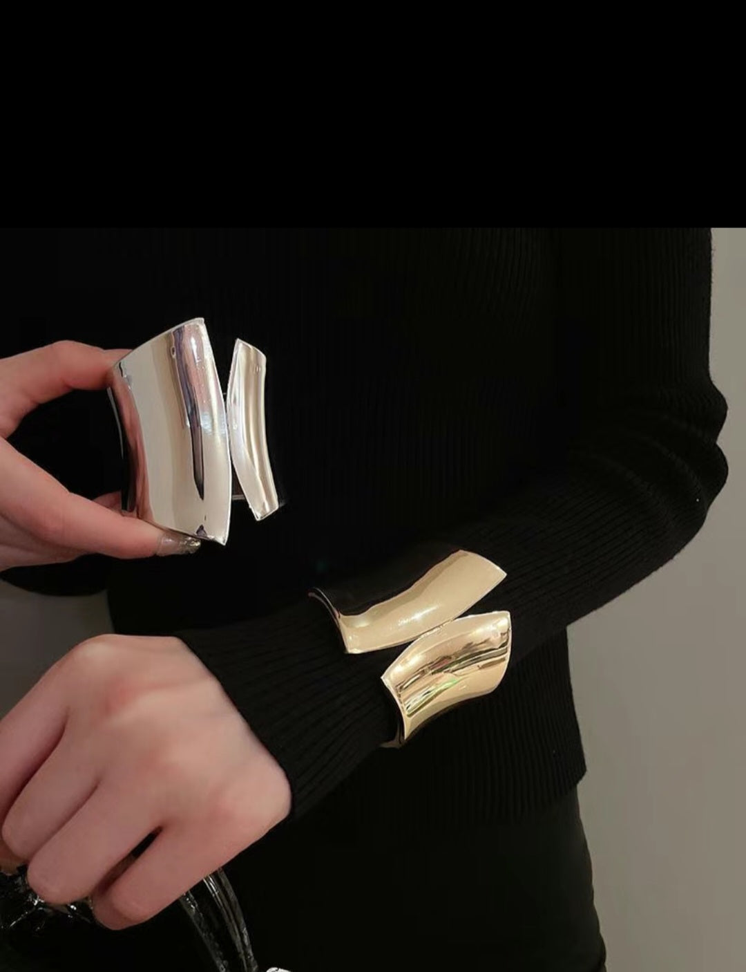 Metal Polished Open Bracelet Vintage Fashionable And Minimalist