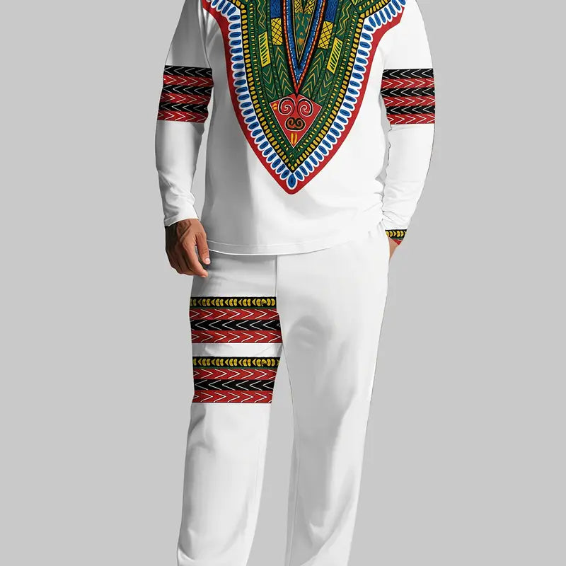 A Simple And Elegant Men's Printed Casual Suit