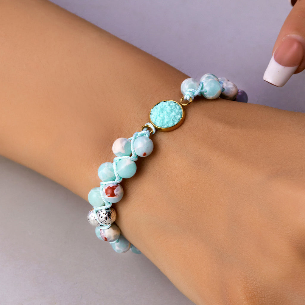 Heavy-duty Retro Creatively Designed Natural Stone Handwoven Bracelet