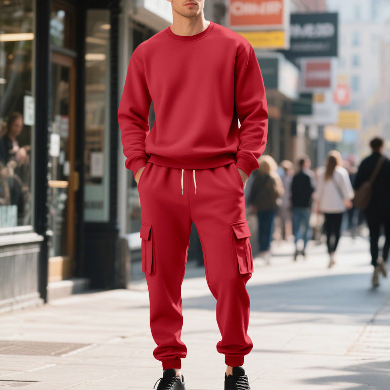 Men's Loose-Fit Casual Sports Crew-Neck Sweater And Pants Set