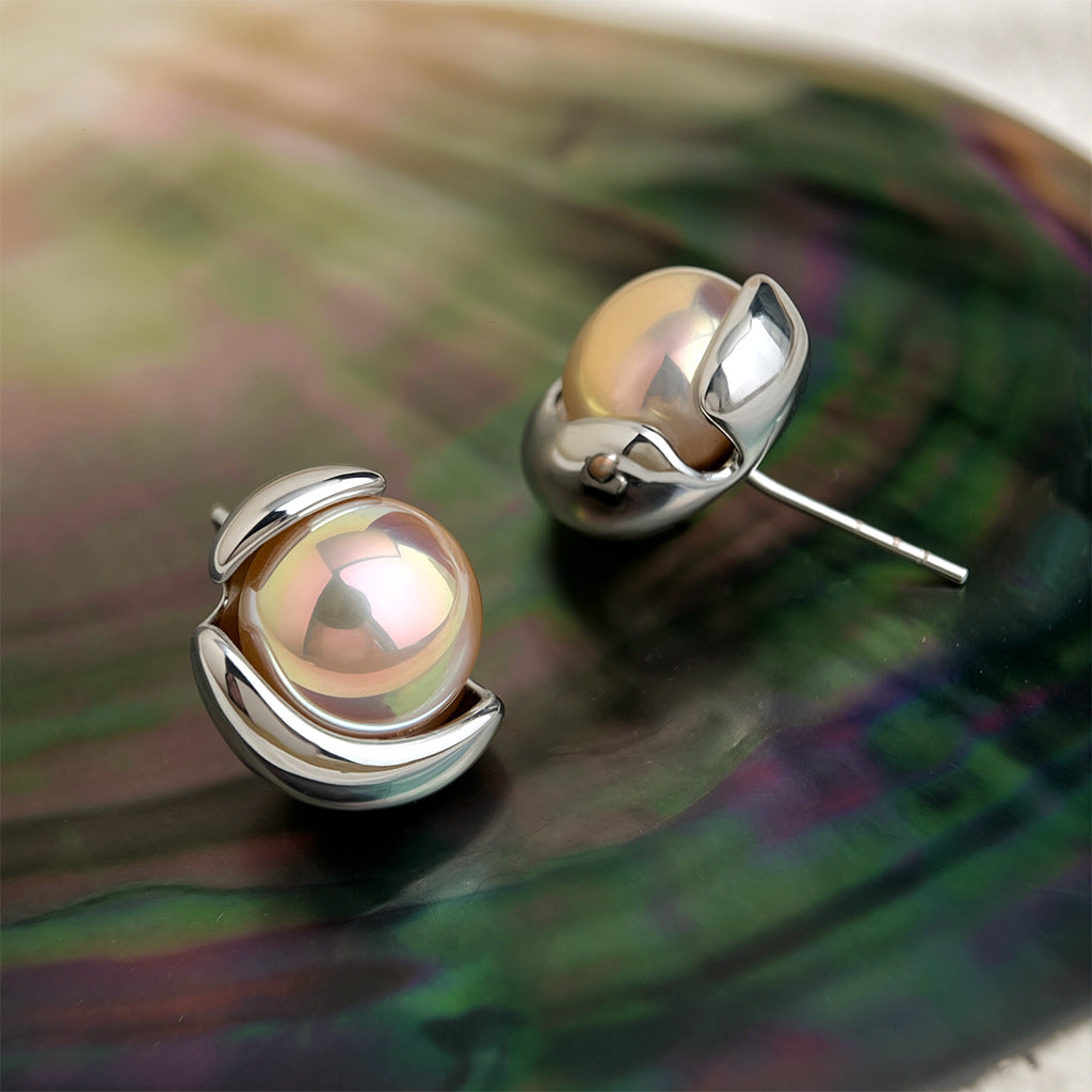 True Gold Geometric Colored Pearl Earrings