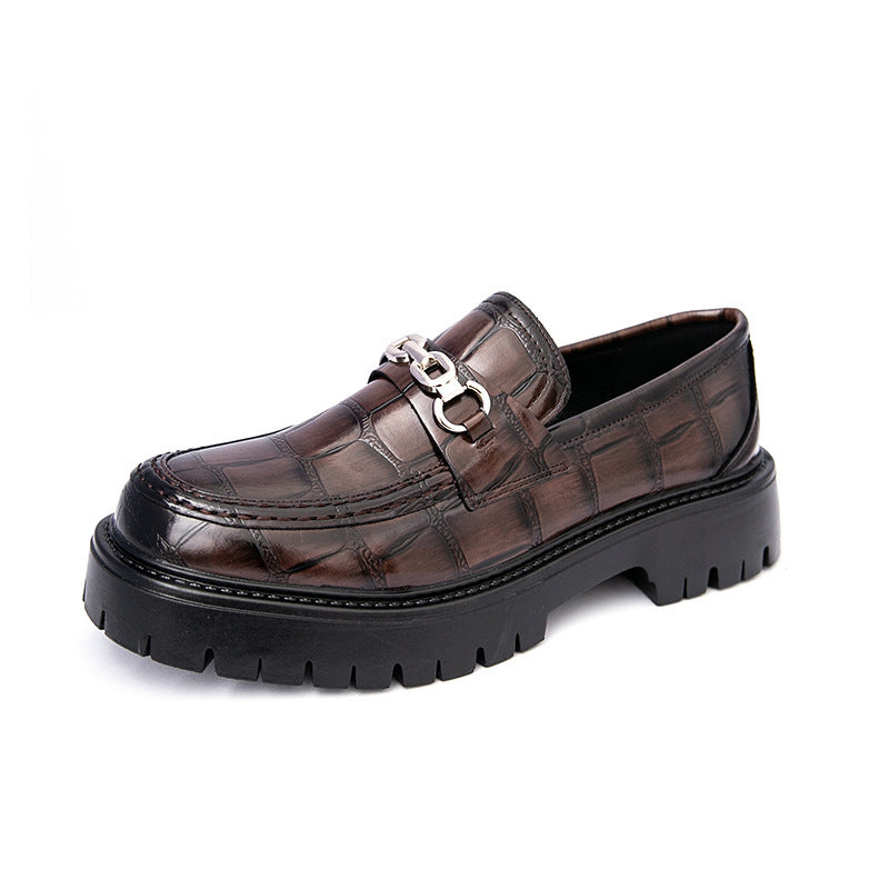 Autumn Men's Fashion Platform Increased Plus Size Crocodile Pattern Loafers
