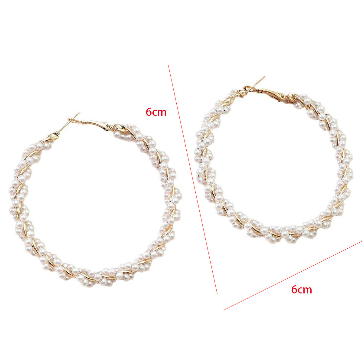 Pearl-like Female Circle Exaggerated Round Earrings