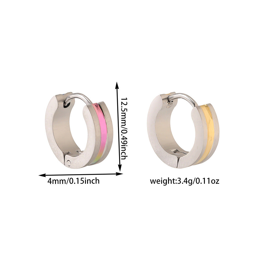 Colorful Circle Simple Stainless Steel Earrings