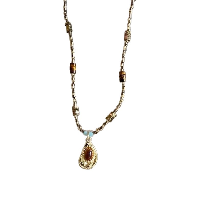 New Chinese Style Coffee Color Retro Necklace