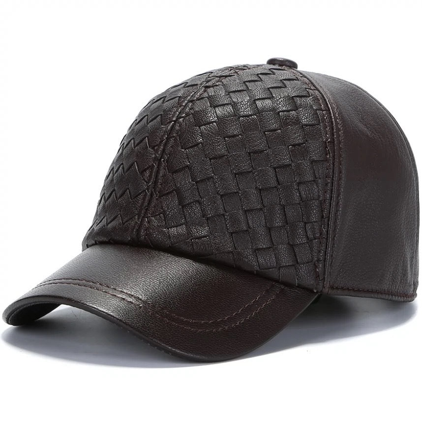 New Mens Genuine Leather Winter Hat Goat-skin Baseball Cap