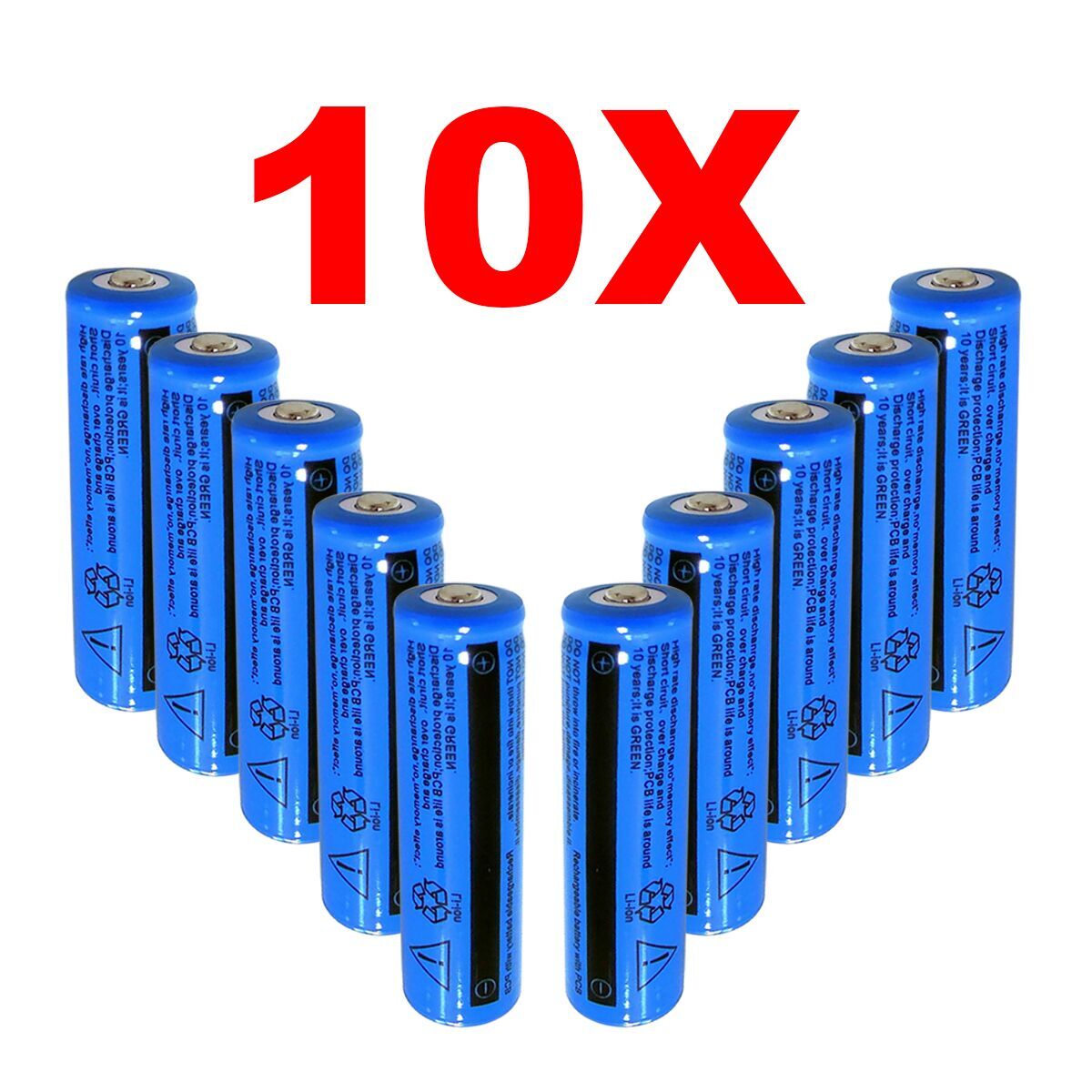 10Pcs 18650 Lithium Battery 3.7V Rechargerable Li-ion 3000mAh Batteries For Torch Flashlight Laser Headlamp
