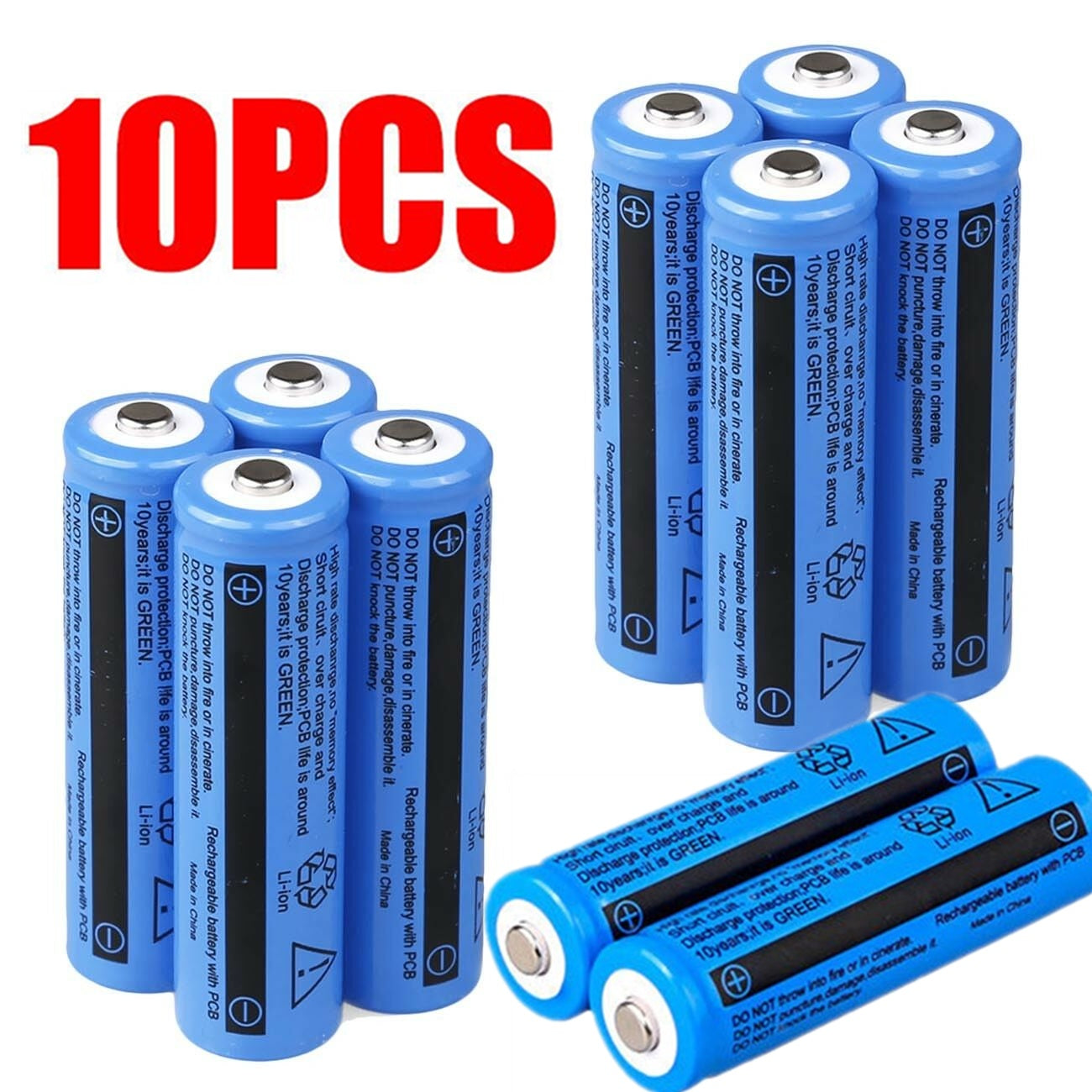 10Pcs 18650 Lithium Battery 3.7V Rechargerable Li-ion 3000mAh Batteries For Torch Flashlight Laser Headlamp