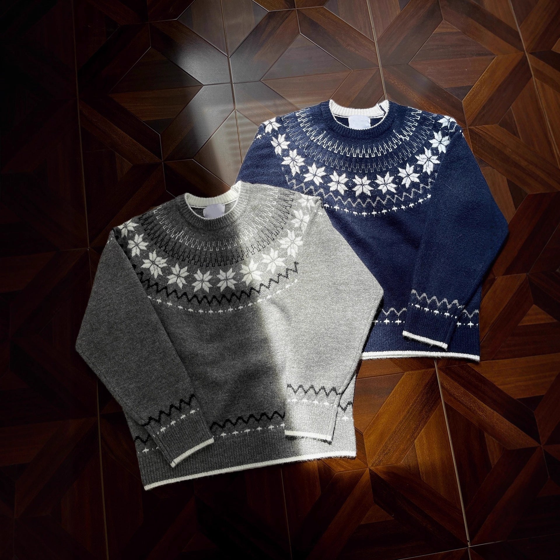 Mens Retro Jacquard Pullover Knit Sweater