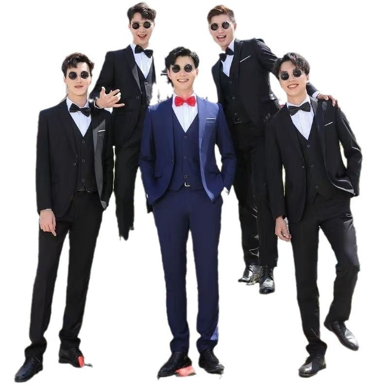 Men's Suit, Groom's Suit Vest Shirt And Trousers Three-piece Set