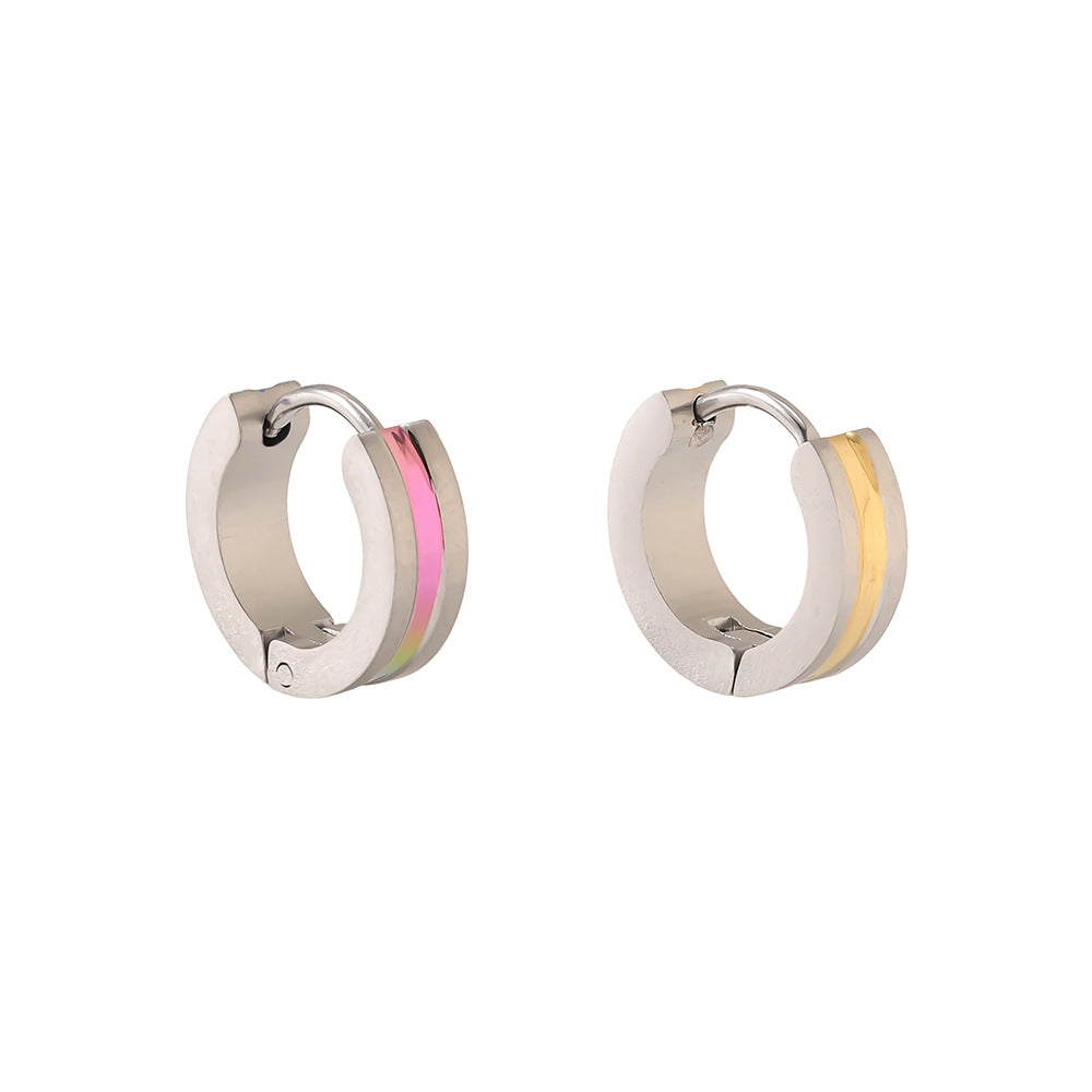 Colorful Circle Simple Stainless Steel Earrings