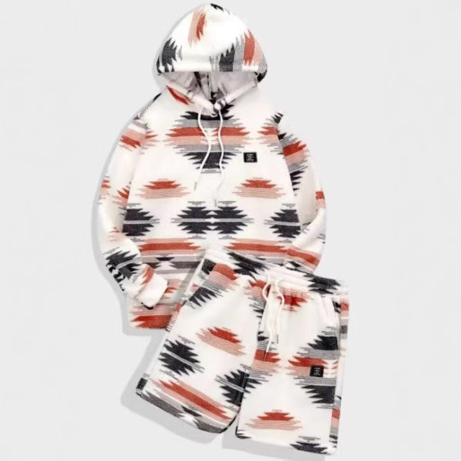 Men's Casual Sweatshirt Long Sleeve Shorts Suit