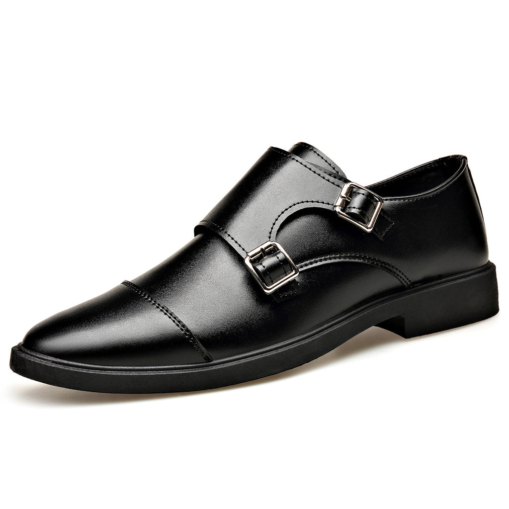 Large Size Soft Bottom Men's All-match Metal Slip-on Leather Shoes