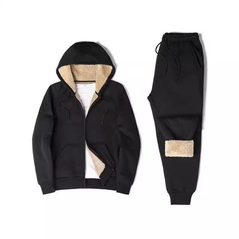 Fleece-lined Extra-thick Trendy Corduroy Lambswool Sportswear Set