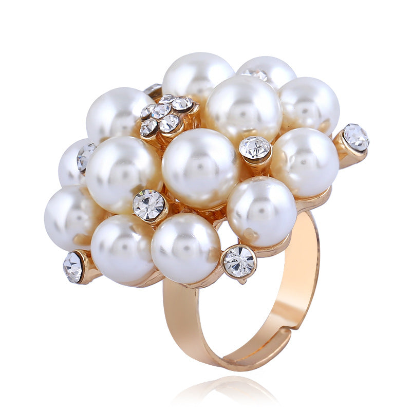 1 Piece French Retro Niche Creative Design Fashion Lightweight Luxury Joint Ring Korean Style Simple Elegance Fake Pearl Open Ring