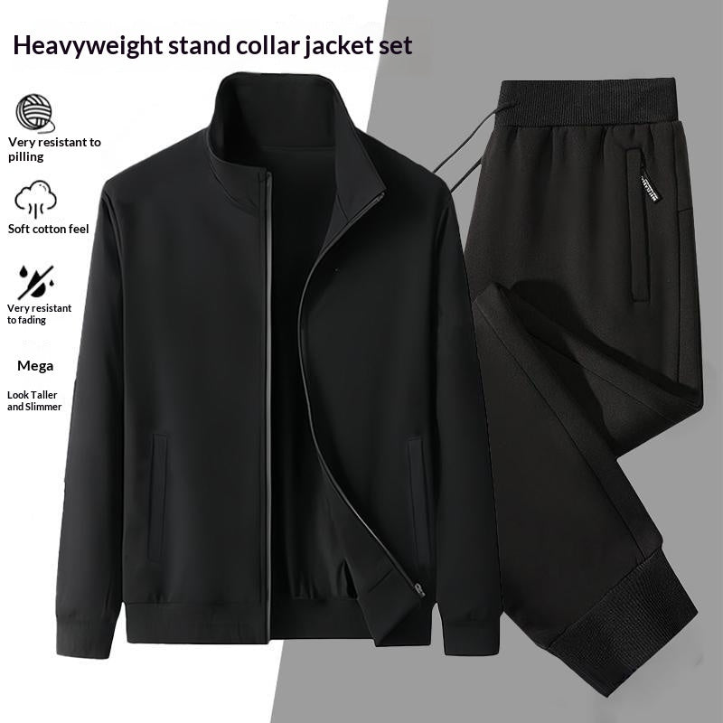 Casual Cardigan Hoodie Stand-up Collar Jacket And Pants Set