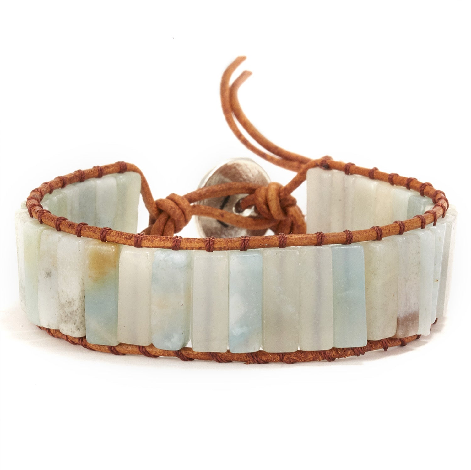 Hand-woven Single-layer Leather Colored Imperial Stone Bracelet