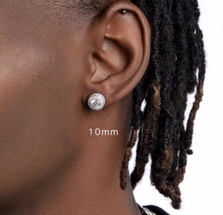 1 Pair Hip Hop Wedding  Zircon Stud Earrings,Sparkling,Unisex,Daily Accessories And Women's Jewelry