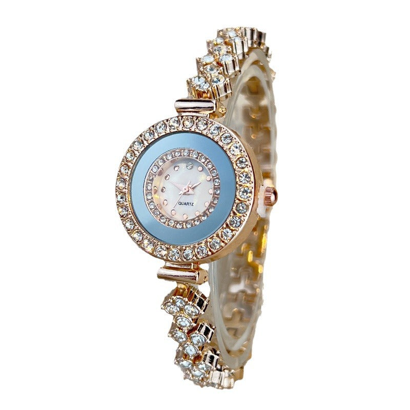 Diamond-encrusted Glass Rhinestone Women's Quartz Watch