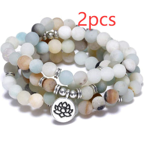 Amazon Stone Tiger Eye Stone Bracelet Necklace 108 Buddha Beads Lotus Bracelet