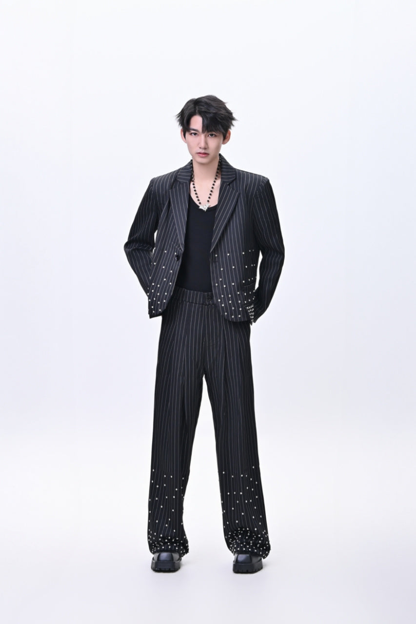 Hot Drilling Design Sense Striped Suit Man