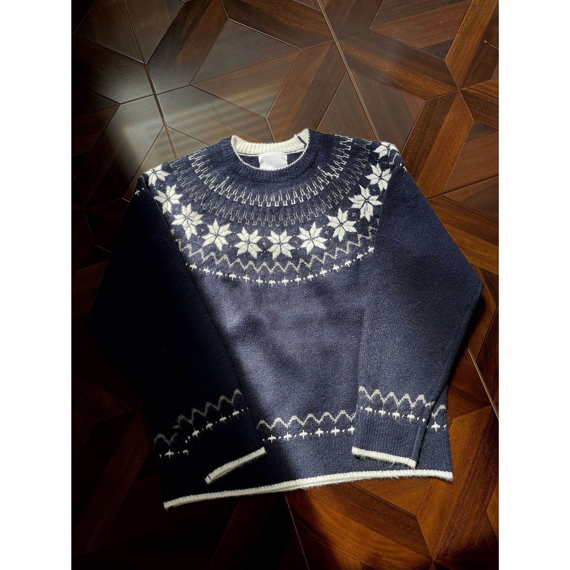 Mens Retro Jacquard Pullover Knit Sweater
