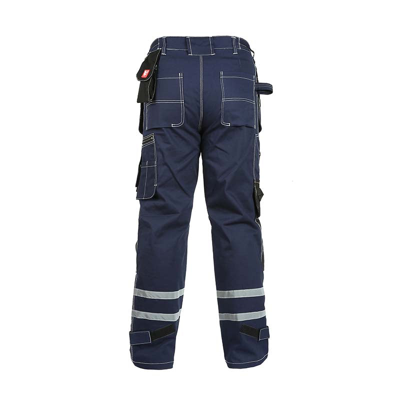 100% Cotton Cargo Work Pants with Knee Pad Pockets & Reflective Stripes – B114-3