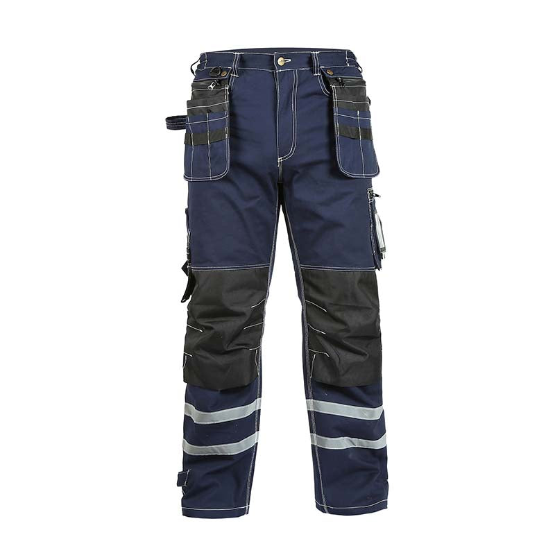 100% Cotton Cargo Work Pants with Knee Pad Pockets & Reflective Stripes – B114-2