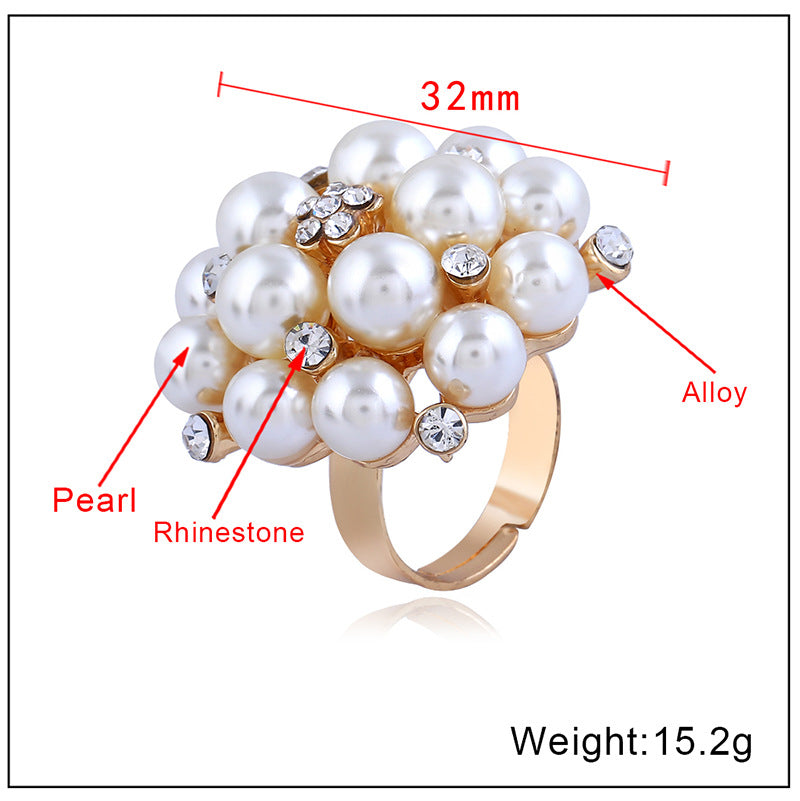 1 Piece French Retro Niche Creative Design Fashion Lightweight Luxury Joint Ring Korean Style Simple Elegance Fake Pearl Open Ring